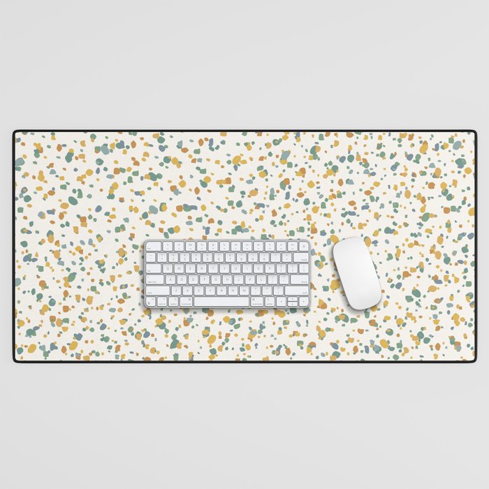 Festive Speckled Dot Pattern - Earthy Boho Green Orange Desk Mat Gallery Image 1