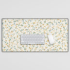 Festive Speckled Dot Pattern - Earthy Boho Green Orange Desk Mat Gallery Image 1