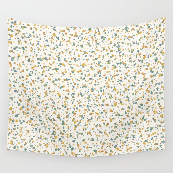 Festive Speckled Dot Pattern - Earthy Boho Green Orange Wall Tapestry Gallery Image 1