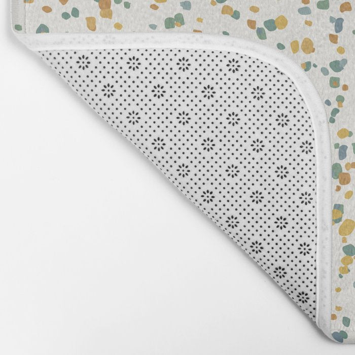 Festive Speckled Dot Pattern - Earthy Boho Green Orange Bath Mat Gallery Image 2