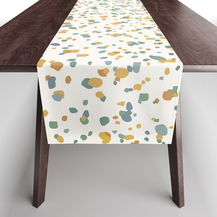 Festive Speckled Dot Pattern - Earthy Boho Green Orange Table Runner Gallery Image 1
