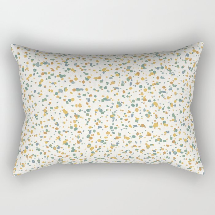 Festive Speckled Dot Pattern - Earthy Boho Green Orange Rectangular Pillow Gallery Image 2