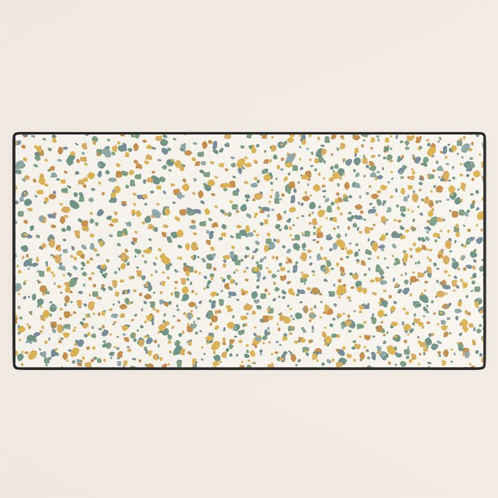 Festive Speckled Dot Pattern - Earthy Boho Green Orange Desk Mat Gallery Image 3