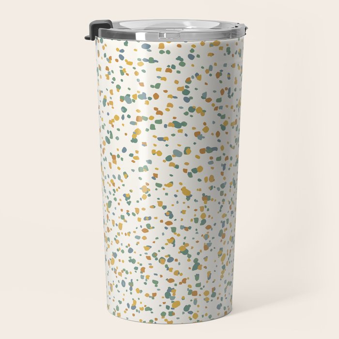 Festive Speckled Dot Pattern - Earthy Boho Green Orange Travel Mug Gallery Image 3