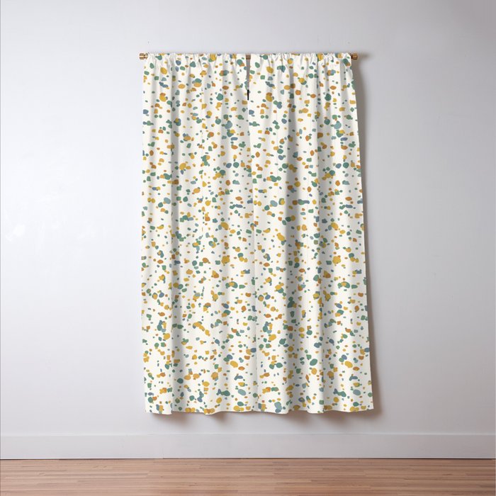 Festive Speckled Dot Pattern - Earthy Boho Green Orange Window Curtain Gallery Image 3