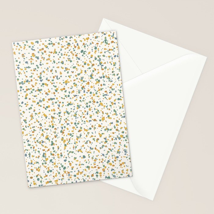 Festive Speckled Dot Pattern - Earthy Boho Green Orange Stationery Card Gallery Image 2