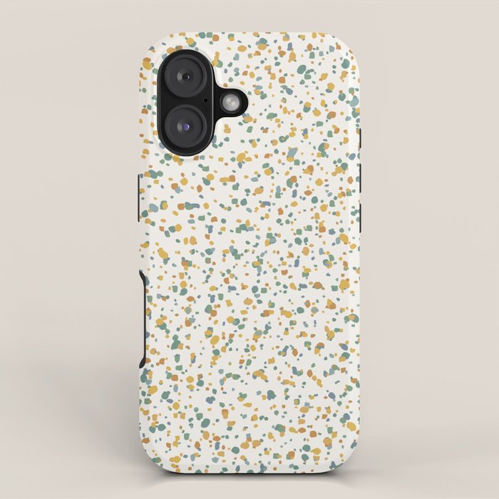 Festive Speckled Dot Pattern - Earthy Boho Green Orange iPhone Case Gallery Image 1