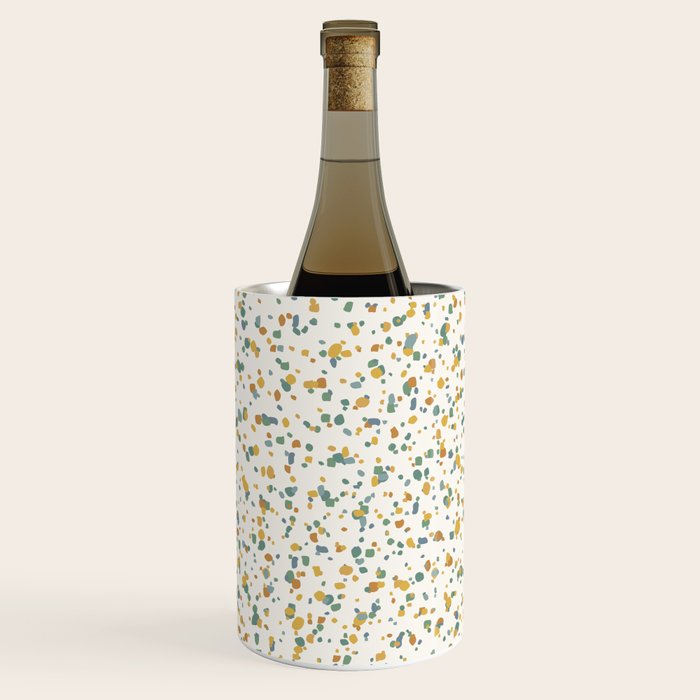 Festive Speckled Dot Pattern - Earthy Boho Green Orange Wine Chiller Gallery Image 1