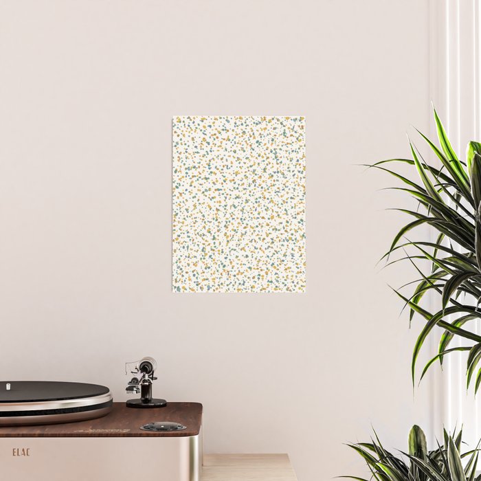 Festive Speckled Dot Pattern - Earthy Boho Green Orange Poster Gallery Image 2