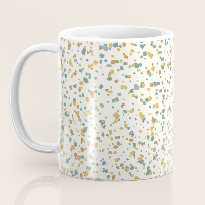 Festive Speckled Dot Pattern - Earthy Boho Green Orange Coffee Mug Gallery Image 3
