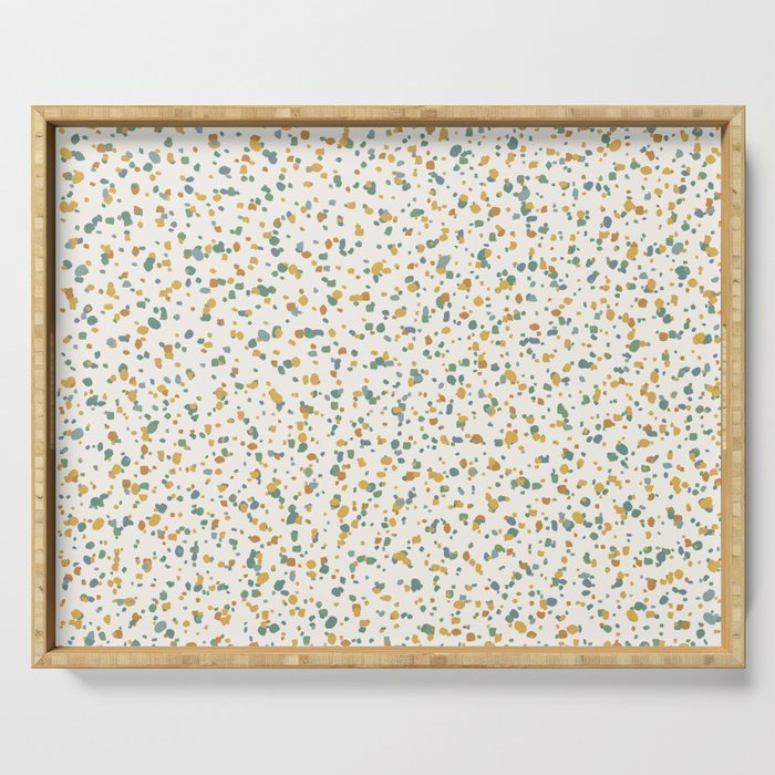 Festive Speckled Dot Pattern - Earthy Boho Green Orange Serving Tray Gallery Image 1