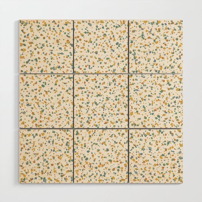 Festive Speckled Dot Pattern - Earthy Boho Green Orange Wood Wall Art Gallery Image 1