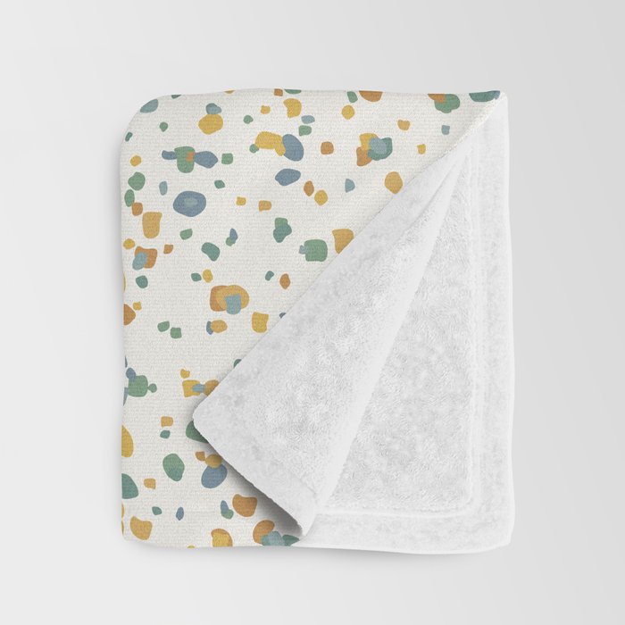 Festive Speckled Dot Pattern - Earthy Boho Green Orange Throw Blanket Gallery Image 3
