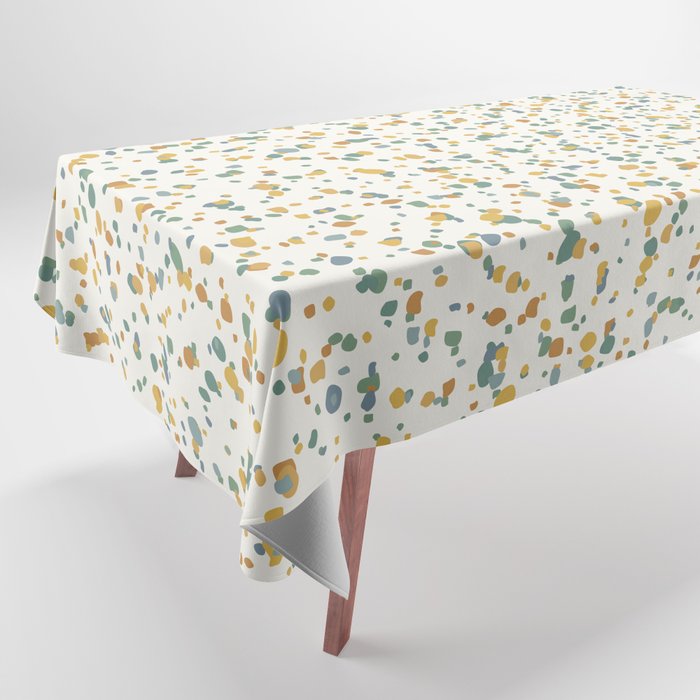 Festive Speckled Dot Pattern - Earthy Boho Green Orange Tablecloth Gallery Image 1