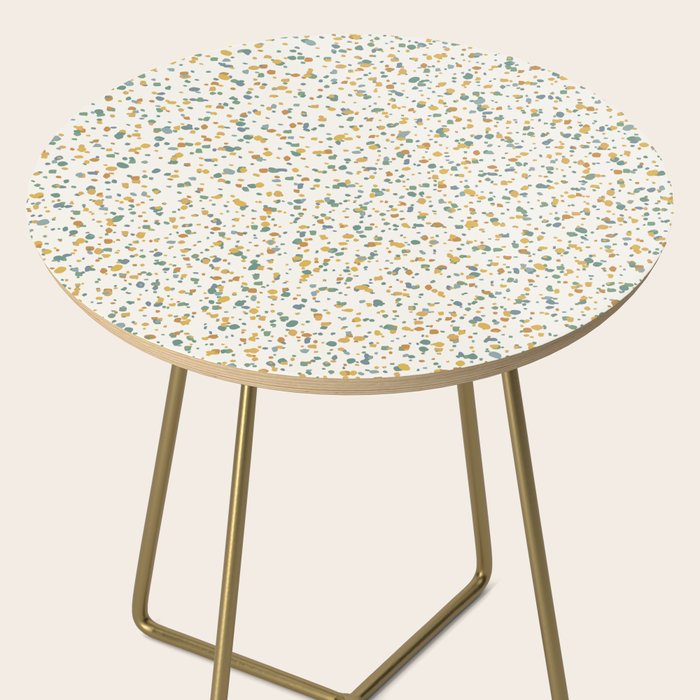 Festive Speckled Dot Pattern - Earthy Boho Green Orange Side Table Gallery Image 2