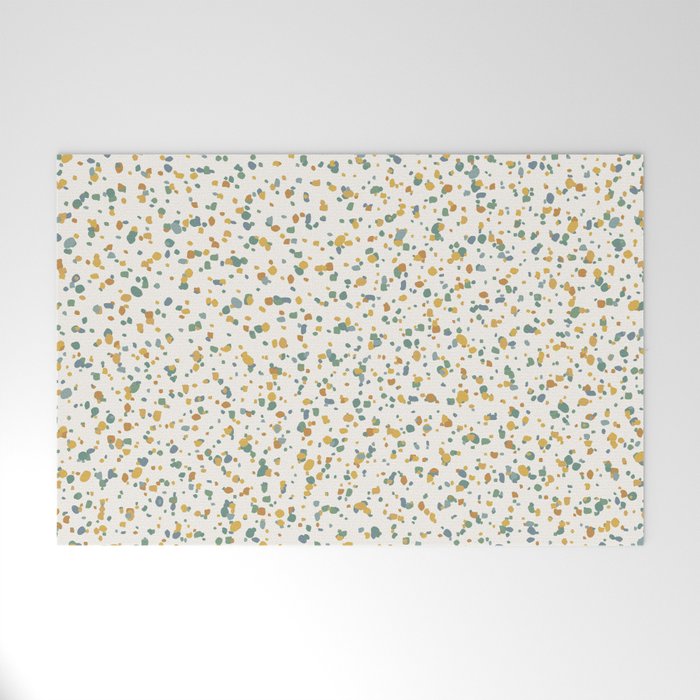 Festive Speckled Dot Pattern - Earthy Boho Green Orange Welcome Mat Gallery Image 1