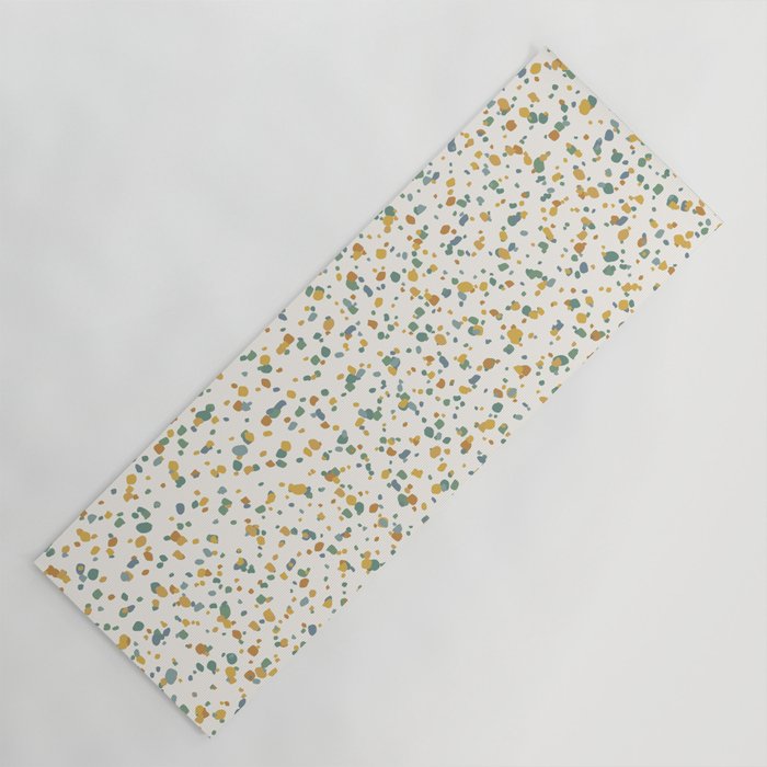 Festive Speckled Dot Pattern - Earthy Boho Green Orange Yoga Mat Gallery Image 1