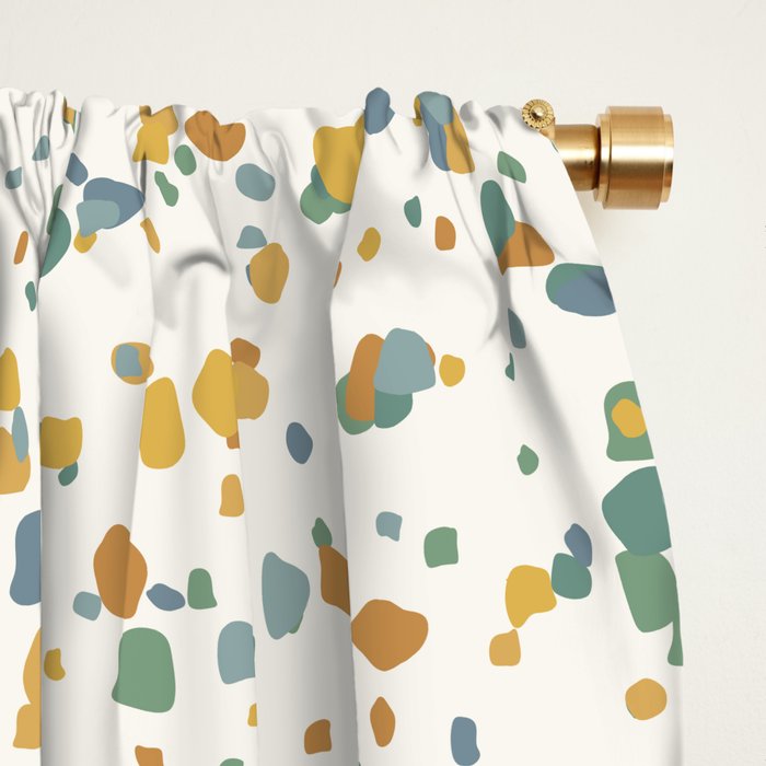 Festive Speckled Dot Pattern - Earthy Boho Green Orange Window Curtain Gallery Image 2