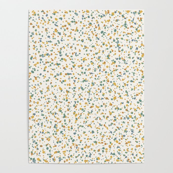 Festive Speckled Dot Pattern - Earthy Boho Green Orange Poster Gallery Image 4