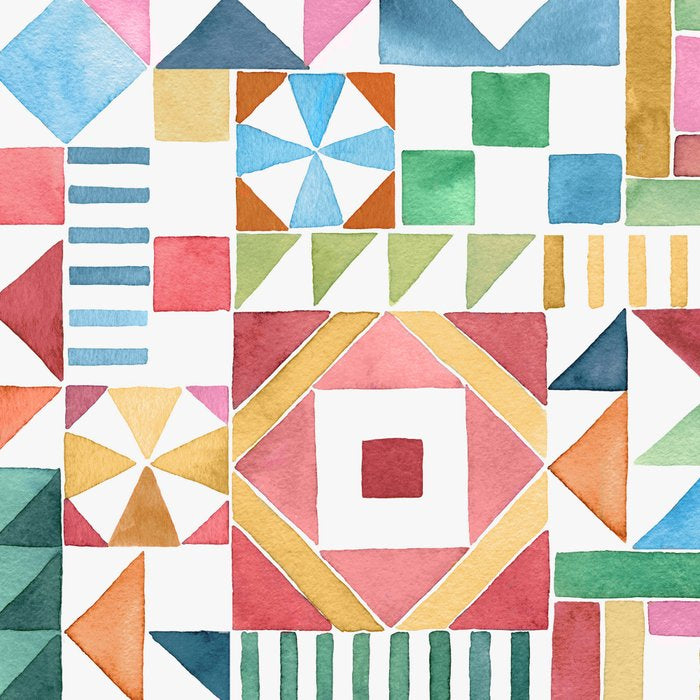 Christmas Geometric Patchwork Joy Watercolor Holiday Quilt Pattern Coffee Mug Gallery Image 2