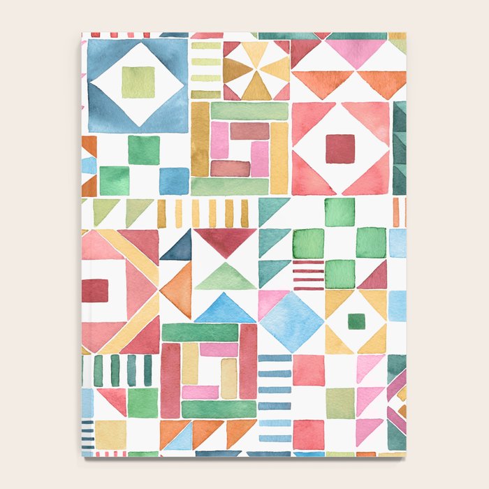 Christmas Geometric Patchwork Joy Watercolor Holiday Quilt Pattern Notebook Gallery Image 4