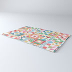 Christmas Geometric Patchwork Joy Watercolor Holiday Quilt Pattern Rug Gallery Image 3