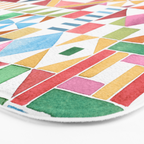 Christmas Geometric Patchwork Joy Watercolor Holiday Quilt Pattern Bath Mat Gallery Image 3