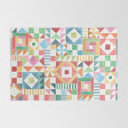Christmas Geometric Patchwork Joy Watercolor Holiday Quilt Pattern Rug Gallery Image 2