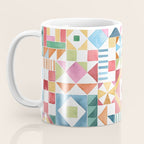 Christmas Geometric Patchwork Joy Watercolor Holiday Quilt Pattern Coffee Mug Gallery Image 3