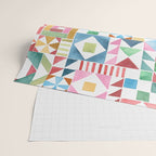 Christmas Geometric Patchwork Joy Watercolor Holiday Quilt Pattern Wrapping Paper Gallery Image 2