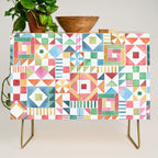Christmas Geometric Patchwork Joy Watercolor Holiday Quilt Pattern Credenza Gallery Image 1