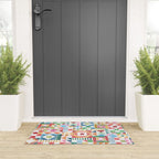 Christmas Geometric Patchwork Joy Watercolor Holiday Quilt Pattern Welcome Mat Gallery Image 3