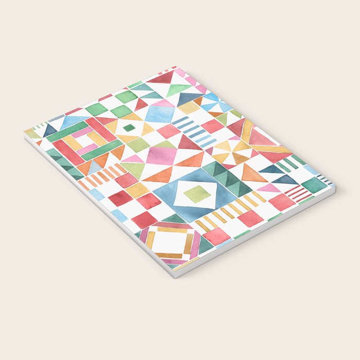 Christmas Geometric Patchwork Joy Watercolor Holiday Quilt Pattern Notebook Gallery Image 3