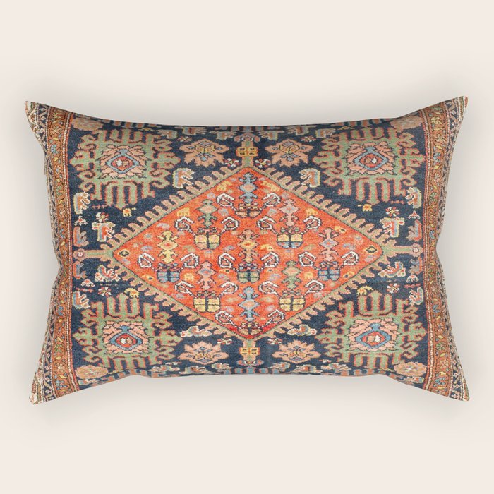 Hamadan  Antique West Persian Rug Print Rectangular Pillow Gallery Image 1