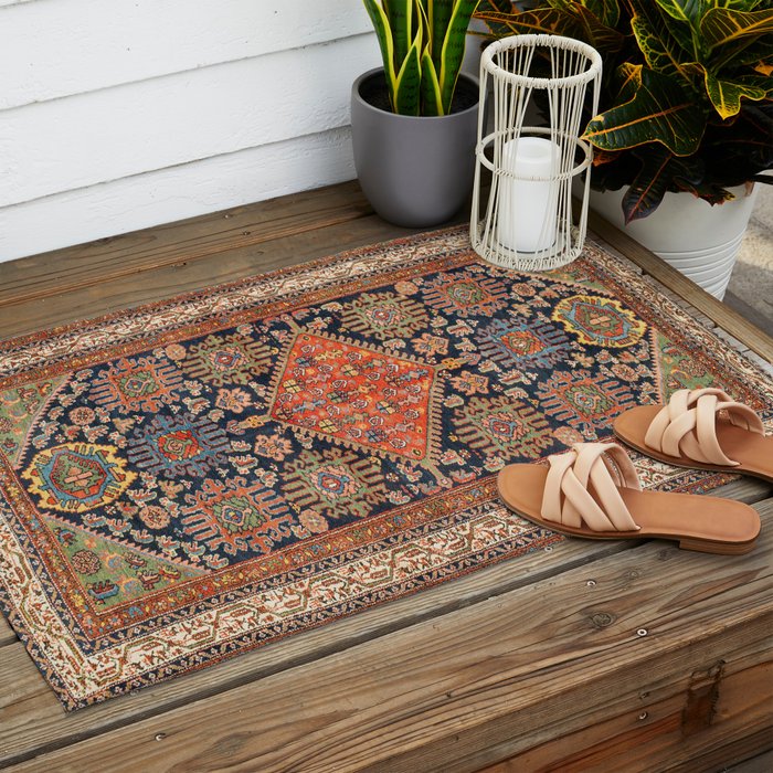 Hamadan  Antique West Persian Rug Print Outdoor Rug Gallery Image 2