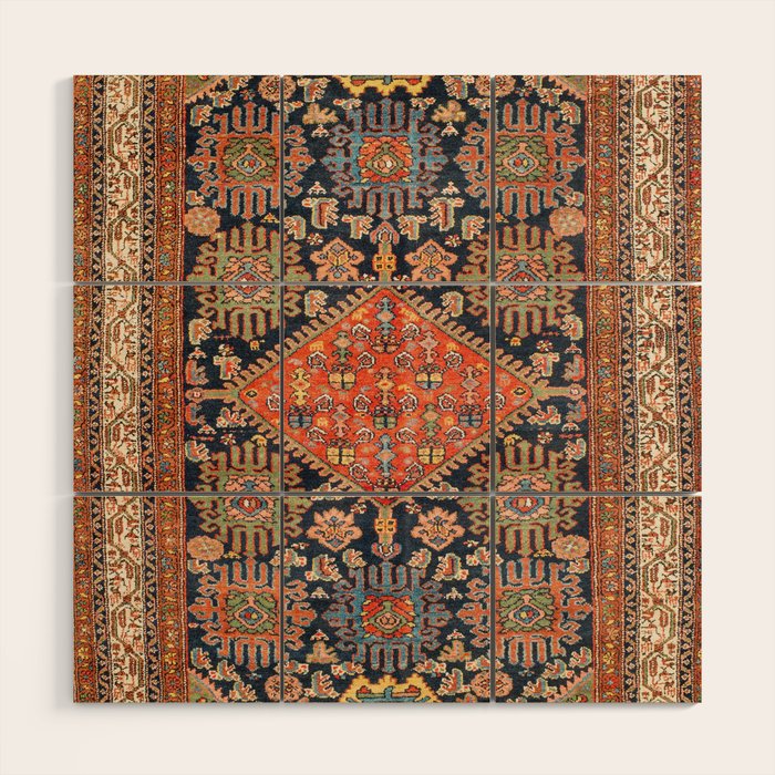 Hamadan  Antique West Persian Rug Print Wood Wall Art Gallery Image 1