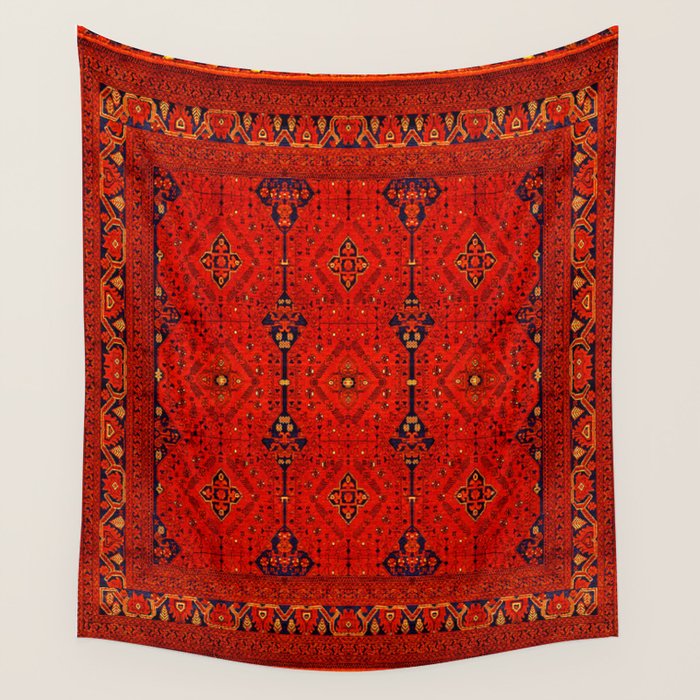 Red Oriental Heritage Bohemian Traditional Moroccan Style Wall Tapestry Gallery Image 1