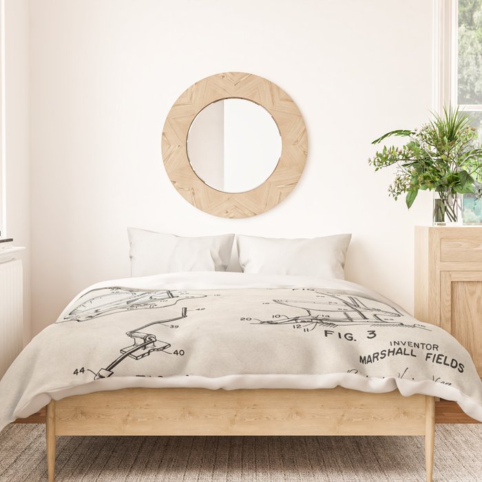 Toilet Seat Patent - Housewarming Bathroom Art - Antique Duvet Cover Gallery Image 3