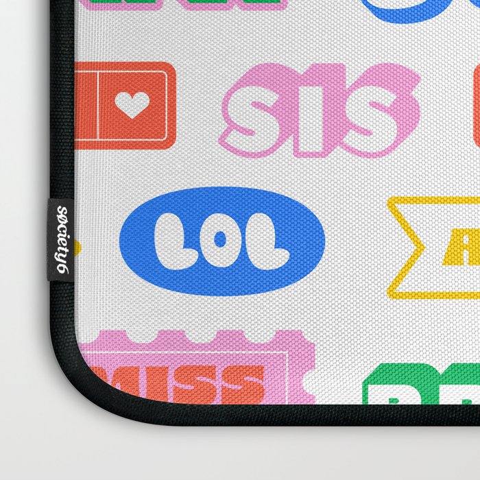 Retro funny sticker quote label pattern Laptop Sleeve Gallery Image 3