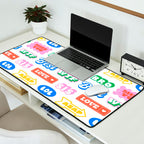 Retro funny sticker quote label pattern Desk Mat Gallery Image 2