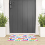 Retro funny sticker quote label pattern Welcome Mat Gallery Image 3