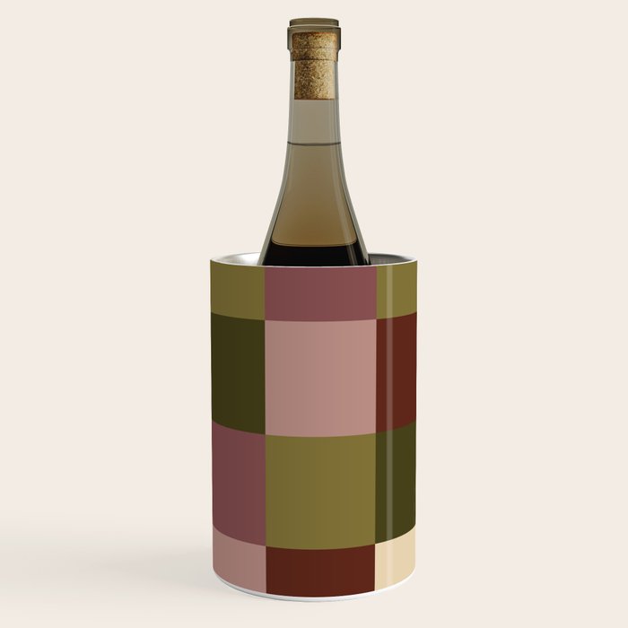 Bold Earthy Checks Pattern - Large V Wine Chiller Gallery Image 2