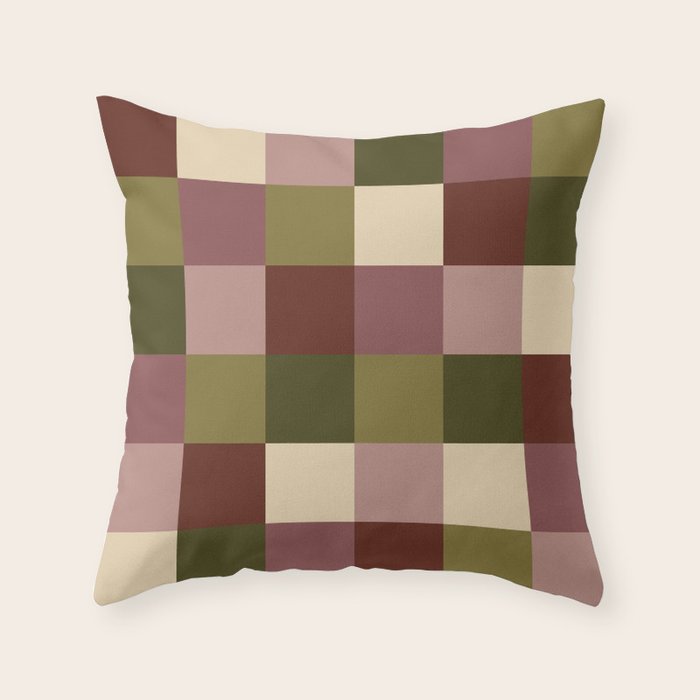 Bold Earthy Checks Pattern - Large V Throw Pillow Gallery Image 6