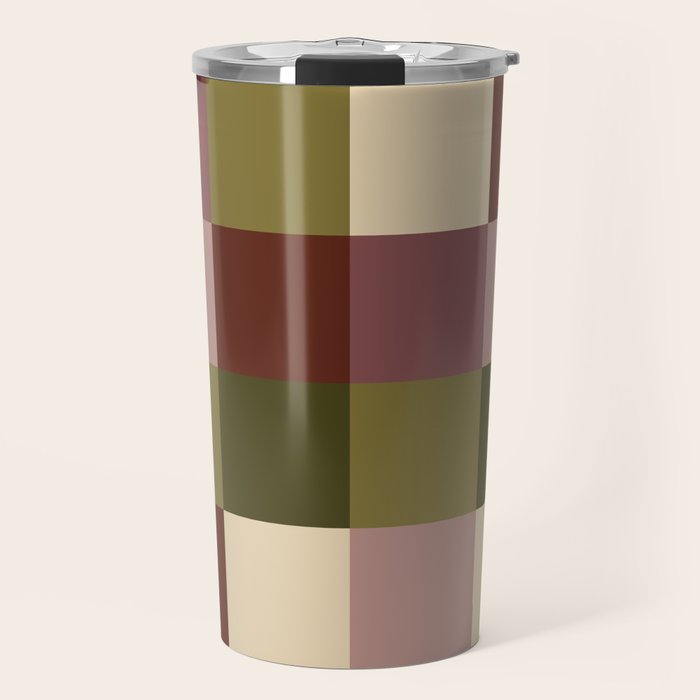 Bold Earthy Checks Pattern - Large V Travel Mug Gallery Image 1