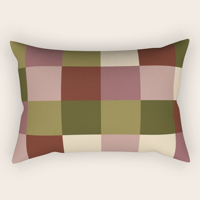 Bold Earthy Checks Pattern - Large V Rectangular Pillow Gallery Image 1