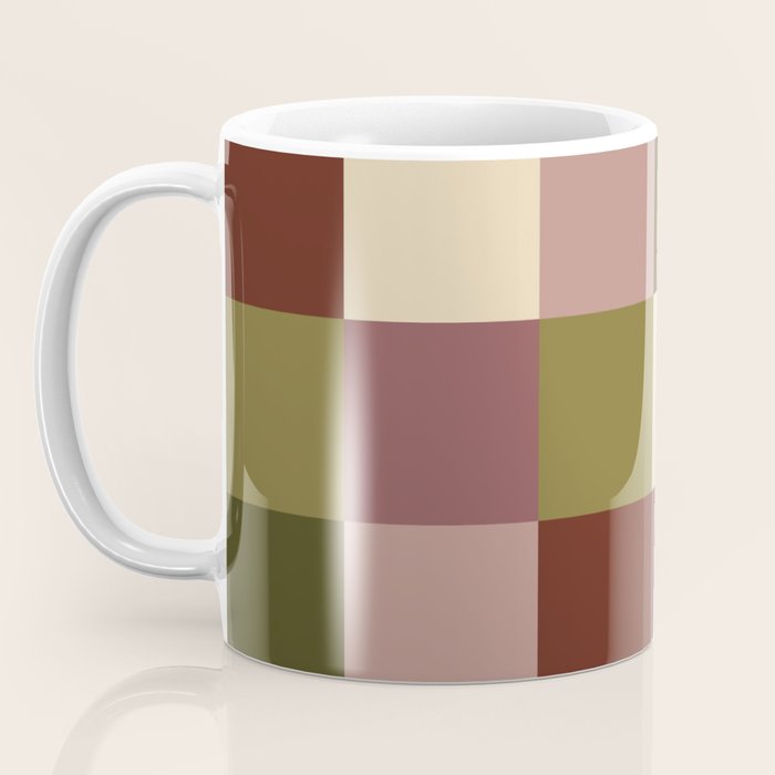 Bold Earthy Checks Pattern - Large V Coffee Mug Gallery Image 3