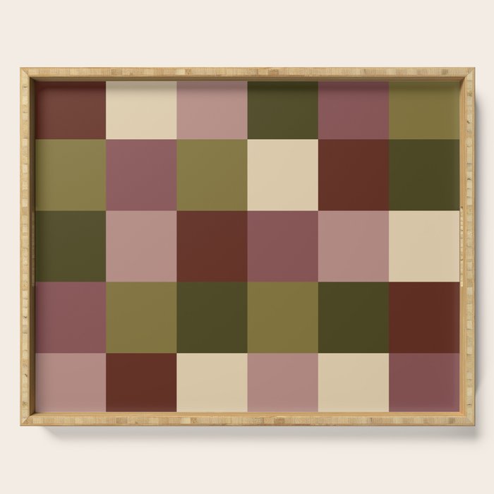 Bold Earthy Checks Pattern - Large V Serving Tray Gallery Image 1