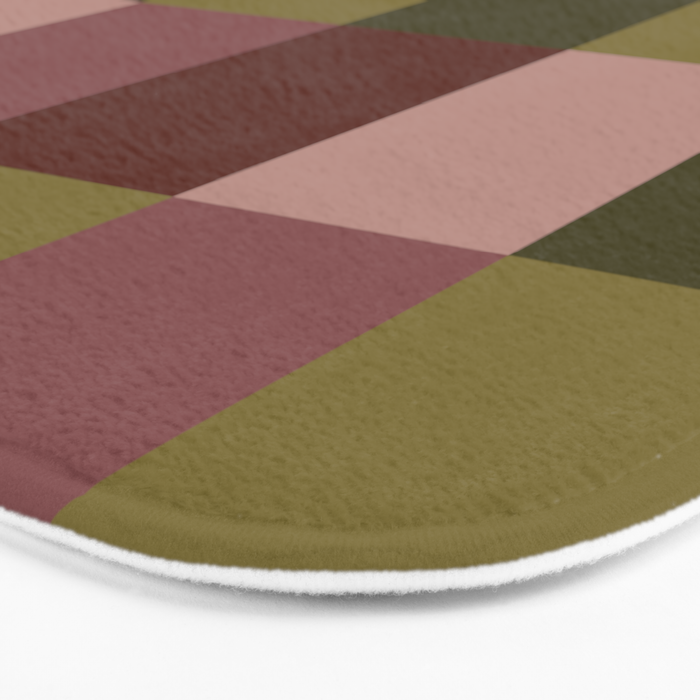 Bold Earthy Checks Pattern - Large V Bath Mat Gallery Image 3