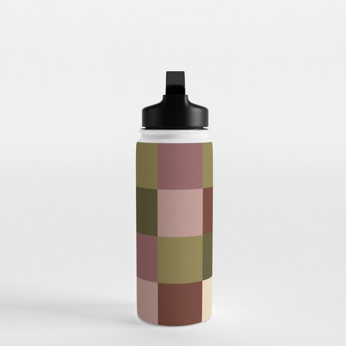 Bold Earthy Checks Pattern - Large V Water Bottle Gallery Image 3