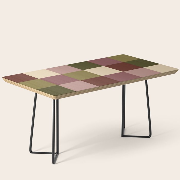 Bold Earthy Checks Pattern - Large V Coffee Table Gallery Image 1